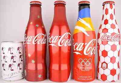 5 (lot) unopened Denmark Coca-Cola alu bottles/can 250/150 ml 