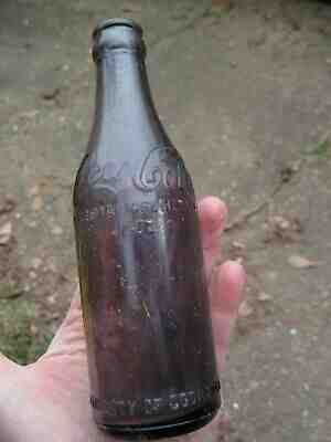 Early 1900s Three Piece Mold Amethyst Coca Cola Bottle Savannah GA No Reserve!