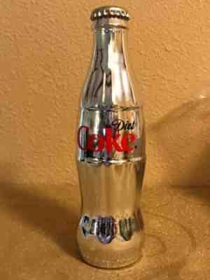 Diet Coke Coca Cola Silver Chrome Glass Bottle 25th anniversary Collectible 8oz