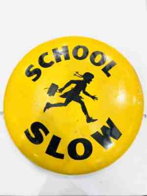 Coca Cola School Girl Crossing Porcelain Button Sign Original