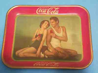 Original 1934 Coca Cola Tray With Maureen O'Sullivan and Johnny Weissmuller WOW!