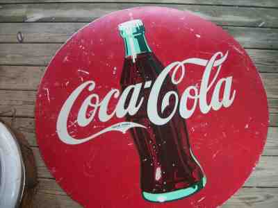 Coke Cola 46 inch across round sign--vintage