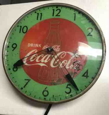 1957 Pam Coke Clock Vintage Advertising Coca Cola Bottle Green Red Version