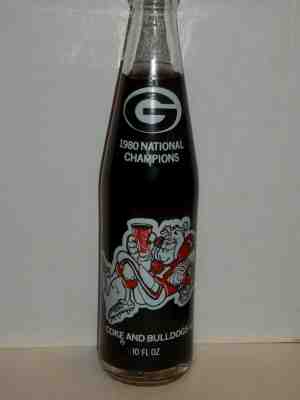 10 OZ COCA COLA COMMEMORATIVE BOTTLE - 1980 GEORGIA BULLDOGS FOOTBALL CHAMPIONS