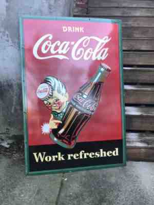 Large Sprite Boy Coca Cola Porcelain Sign