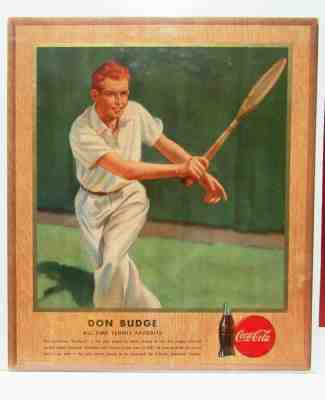 RARE 1947 "DON BUDGE" COCA-COLA CARDBOARD SIGN - 13 X 15 INCHES - SUPER SHAPE!