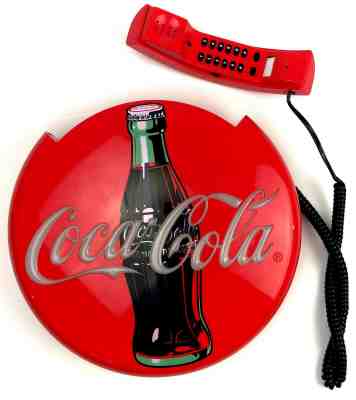 1997 COCA COLA DISC TELEPHONE Blinking Neon Musical Coke Vintage Disc Phone 