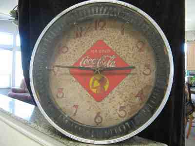 Antique Vintage Coca-Cola Neon Spinner Wall Clock Lady In Silhouette