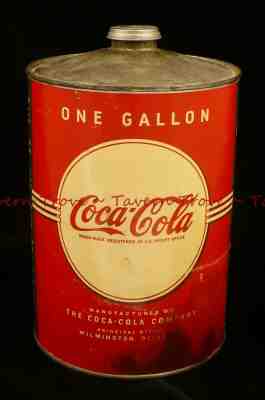 Rare 1940s COCA COLA paper label One Gallon Fountain Syrup Can w/cap