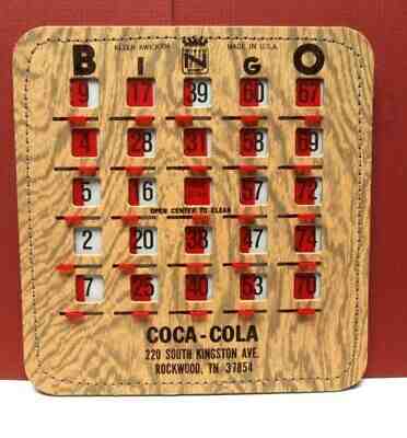  1960S TAN COCA-COLA BINGO CARD-ROCKWOOD, TENN -6.5 INCHES SQUARE - NEAR MINT
