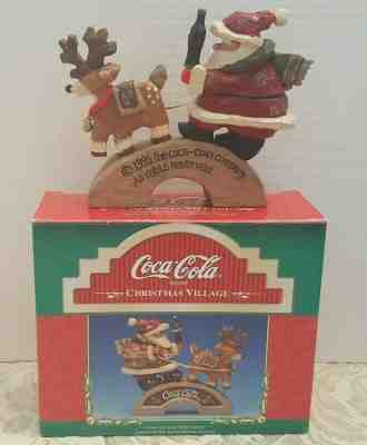 Coca-Cola Christmas Village Figurine Santa In A Sleigh Kurt Adler 1999 Vintage