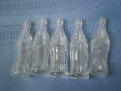 VINTAGE MINIATURE MINI CLEAR GLASS COCA COLA COKE BOTTLE 2.5" LOT OF 5