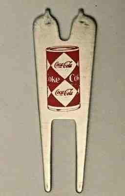 96) Vintage COCA COLA DIAMOND CAN GOLD CLEAT SIGN DIVOT COKE SODA FOUNTAIN