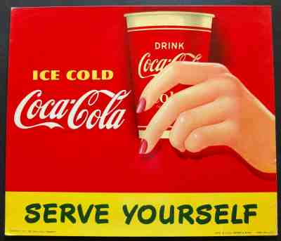 Vintage Original 1951 Coca Cola Advertising Sign Lithograph On Cardboard 