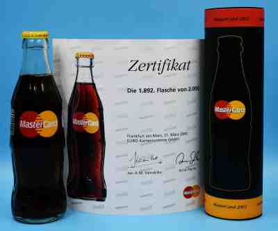  *HTF! 2003 MasterCard Tennis Open Coca Cola Bottle w Tube & Certificate #1892