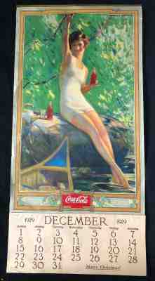rare 1930 original COCA-COLA poster CALENDAR signed HAYDEN pinup ADVERTISING art