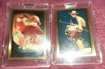 24kt. 999.9 fine gold Coca-Cola coke  BOTH Series 1 & 3 Santa & Rockwell