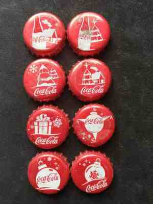 Mexico coca cola 8 bottle caps kronkorken chapa XMAS CHRISTMAS 2017 SANTA CLAUS