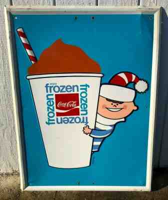Coca-Cola Frozen 1969 Coke Vintage Advertising Sign 30x40 Embossed Metal Sign