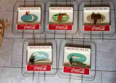 5 NIB Original Vintage 1950’s Coca Cola Whatever You Do Metal Sign Saddle Shell