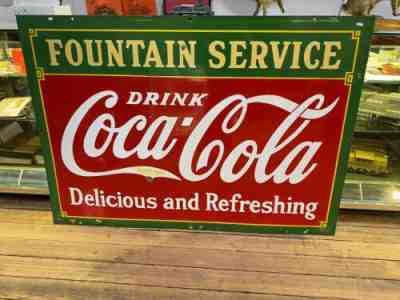 ORIGINAL 1933 COCA COLA PORCELAIN FOUNTAIN SERVICE SIGN