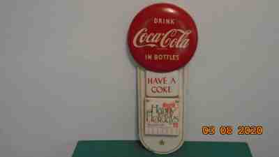 Vintage 1957 Coca Cola Red Button Tin Calendar Sign "In Bottles"