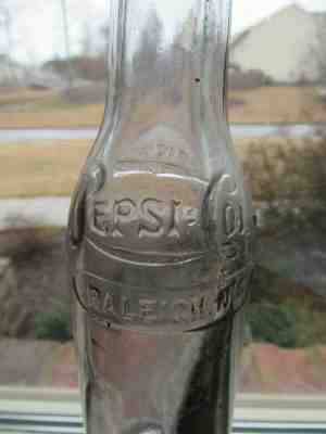 OLD 1910 PEPSI:COLA BOTTLE AMETHYST  STRAIGHT SIDE - RALEIGH, NORTH CAROLIINA