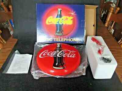1997 COCA COLA DISC TELEPHONE BLINKING NEON MUSICAL COKE VINTAGE DISC PHONE*NIB*