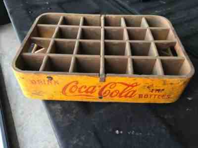 Vintage Rare Yellow Coca Cola Wood Rounded Corner Soda Pop Crate 1948 St Joseph