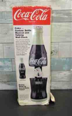 RARE Vintage Coca-Cola Moving Polar Bear Talking Musical Wall Clock MIB