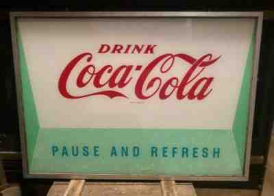 Vintage Coca Cola Lighted Sign ~ “Pause And Refresh” - Large Sign