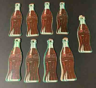 9 Vtg 1950's Coca~Cola Souvenir Plant Paper Fan Info Brochure ~Shape of Bottle 