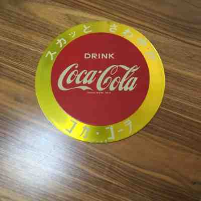 Coca Cola Button Sign Board Vintage Retro Japanese 1960s Coke Showa Japan Rare