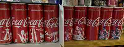 RARE Japan Coca-Cola COKE x9 250  empty SEALED Dinosaur RUGBY Hokkaido SHINSHU+ 