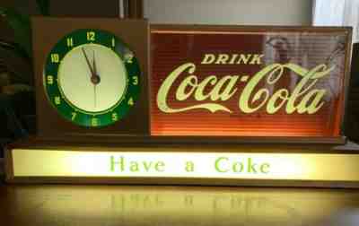 Light Up Coca Cola Price Brothers Counter Top Clock Sign 1950’s All Working