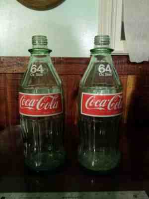 Vintage 64oz.green Ribbed 1970's 3 Lb. Coca 'Cola  Bottles
