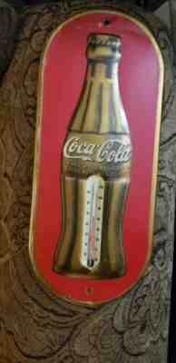  1938 Christmas Coca-Cola 16' Thermometer Sign Tin Advertising near mint cond.