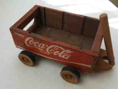 Vintage COCA-COLA RED WOOD CRATE WAGON Wooden Coke 