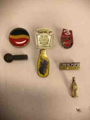 Lot 7 Coke Pepsi Yoohoo Dale Earnhardt Heinz Round Hat / Lapel Pin Coke
