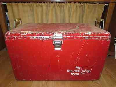 Vintage Metal Coca-Cola Cooler Metal Tray Wooden Shelf All Original #1042