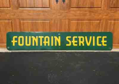 Original Vintage 1940s Coca Cola FOUNTAIN SERVICE 63” Porcelain Advertising Sign