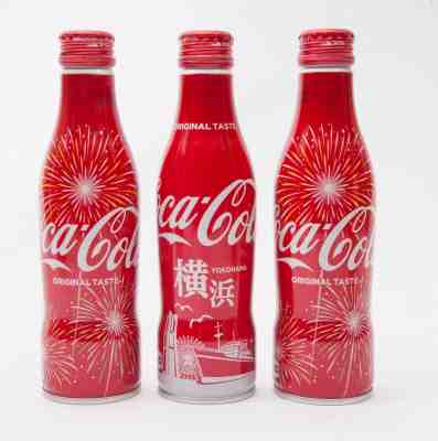 Yokohama & 2 Hanabi Coca Cola Aluminum Full bottle 3 250ml Japan Limited