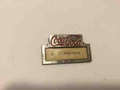Rare Coke Vtg Antique Coca Cola Bottling Hutchins Employee Whitehead Name Badge