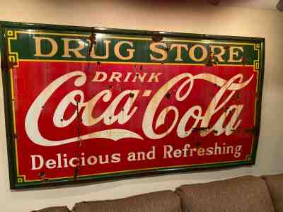 Vintage 1933 Original Coca-Cola Enameled Porcelain Advertising Sign