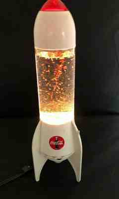 Vintage Motion Coke Coca Cola Electronic Light Up Water Globe Rocket Lamp