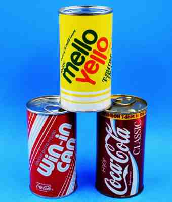 *3 1980's WIN IN CAN Vending Machine Coca Cola & Mello Yello Money & Retro Shirt
