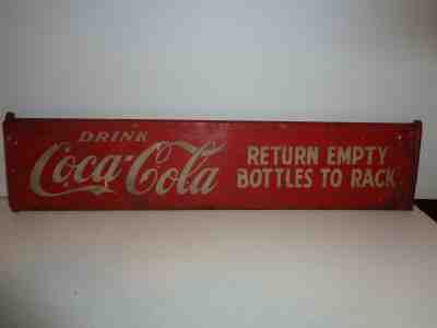 VINTAGE COCA - COLA  TOP OF BOTTLE RETURN RACK METAL SIGN