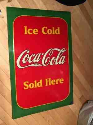 RARE ORIG. DATED 1934 COCA COLA EMBOSSED CURB SERVICE STYLE TIN SIGN!  N.O.S.!