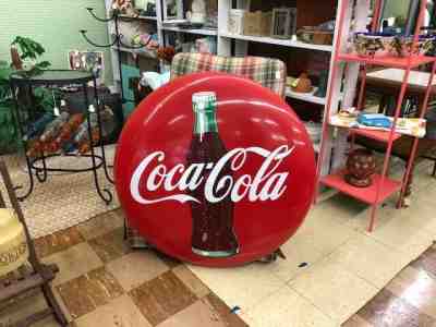 Vintage 36" Porcelain Coca Cola Bottle Button Coke Sign 