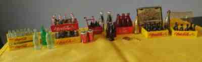 Huge Lot Vintage Coca Cola Miniatures. Bottles, Cases, Cans, Mirror, 6 Pack. Cap